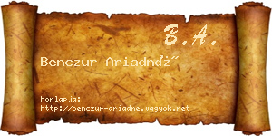 Benczur Ariadné névjegykártya